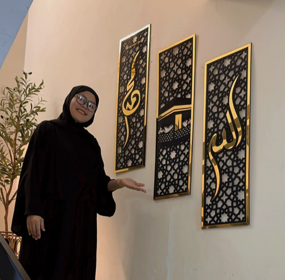 Set of 3 Islamic Wall Frames – Allah, Muhammad (SAW) & Kaaba | Gul Wall